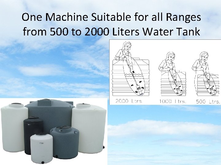 One Machine Suitable for all Ranges from 500 to 2000 Liters Water Tank 