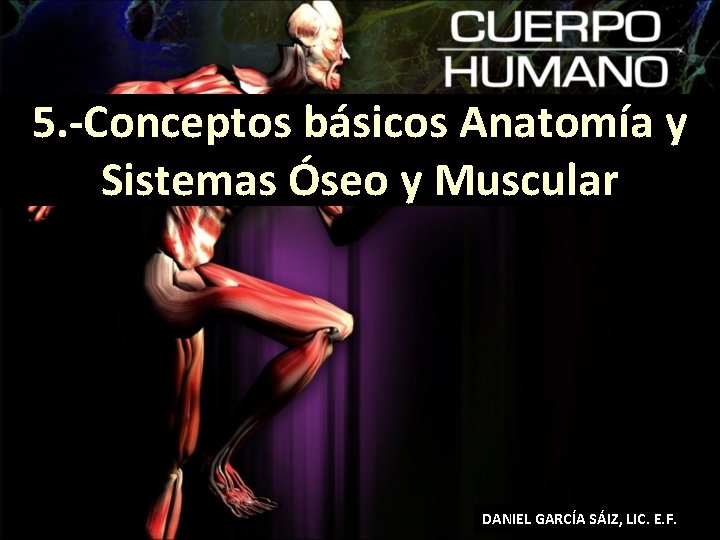 5. -Conceptos básicos Anatomía y Sistemas Óseo y Muscular DANIEL GARCÍA SÁIZ, LIC. E.