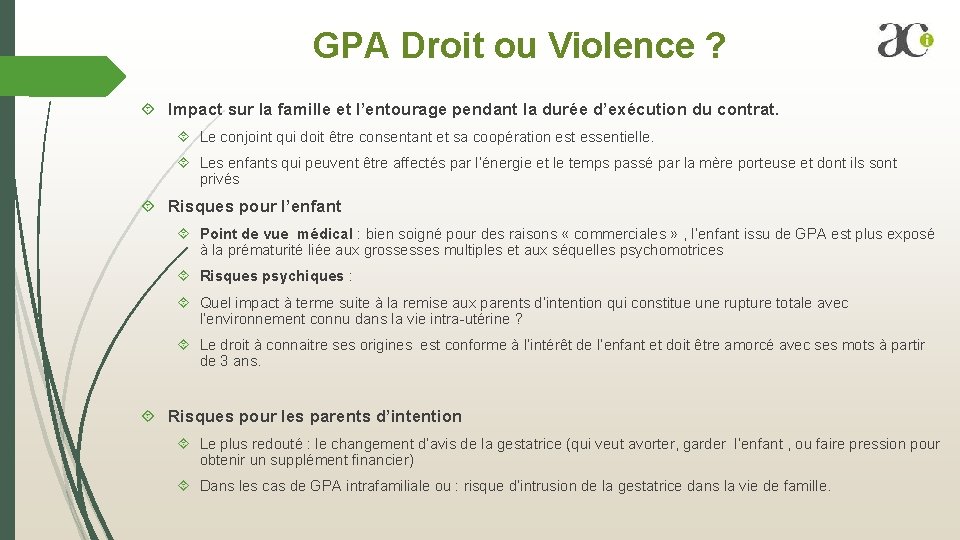 GPA Droit ou Violence ? Impact sur la famille et l’entourage pendant la durée GPA Droit ou Violence ? Impact sur la famille et l’entourage pendant la durée