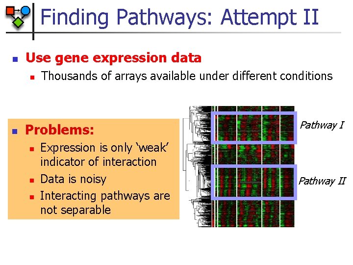 Finding Pathways: Attempt II n Use gene expression data n n Thousands of arrays