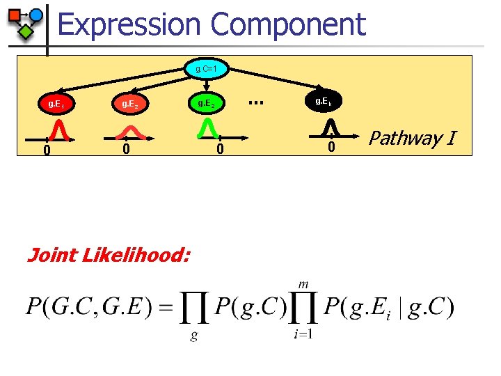 Expression Component g. C=1 g. E 1 0 g. E 2 0 Joint Likelihood: