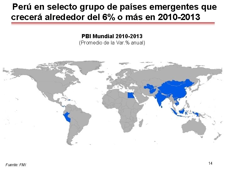 Perú en selecto grupo de países emergentes que crecerá alrededor del 6% o más