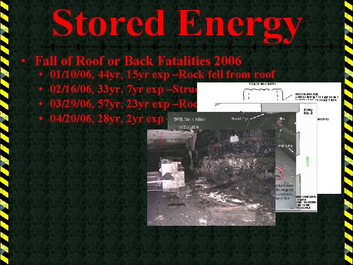  • Fall of Roof or Back Fatalities 2006 • • 01/10/06, 44 yr,