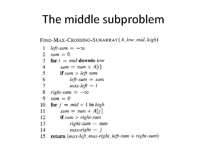 The middle subproblem 