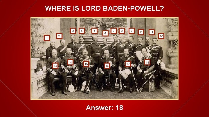 WHERE IS LORD BADEN-POWELL? 3 4 5 2 1 14 13 15 6 7