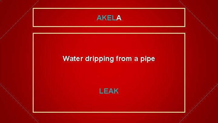 AKELA Water dripping from a pipe LEAK 