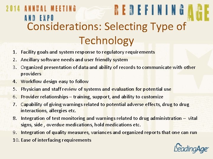 Considerations: Selecting Type of Technology 1. Facility goals and system response to regulatory requirements Considerations: Selecting Type of Technology 1. Facility goals and system response to regulatory requirements