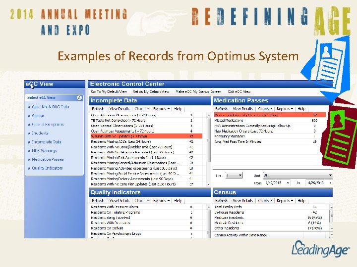 Examples of Records from Optimus System Examples of Records from Optimus System