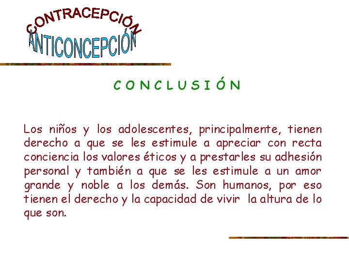 C O N C L U S I Ó N Los niños y los