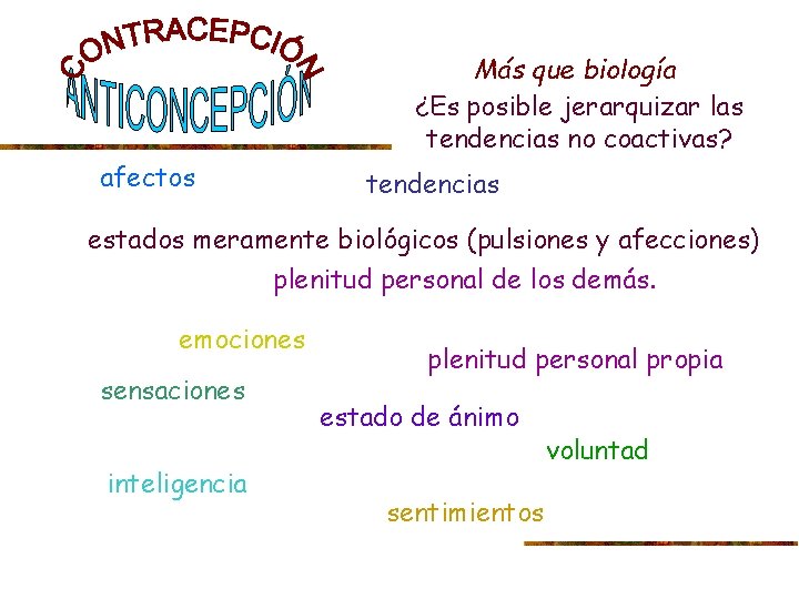 Más que biología ¿Es posible jerarquizar las tendencias no coactivas? afectos tendencias estados meramente