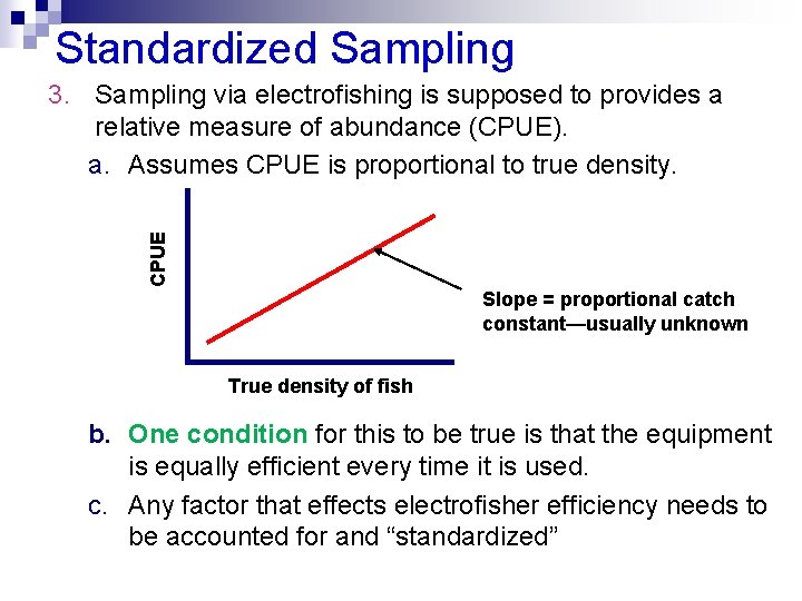 Standardized Sampling CPUE 3. Sampling via electrofishing is supposed to provides a relative measure