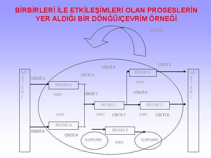 BİRBİRLERİ İLE ETKİLEŞİMLERİ OLAN PROSESLERİN YER ALDIĞI BİR DÖNĞÜ/ÇEVRİM ÖRNEĞİ PUKÖ ÇIKTI E GİRDİ