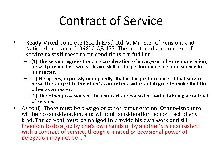 Contract of Service • Ready Mixed Concrete (South East) Ltd. V. Minister of Pensions
