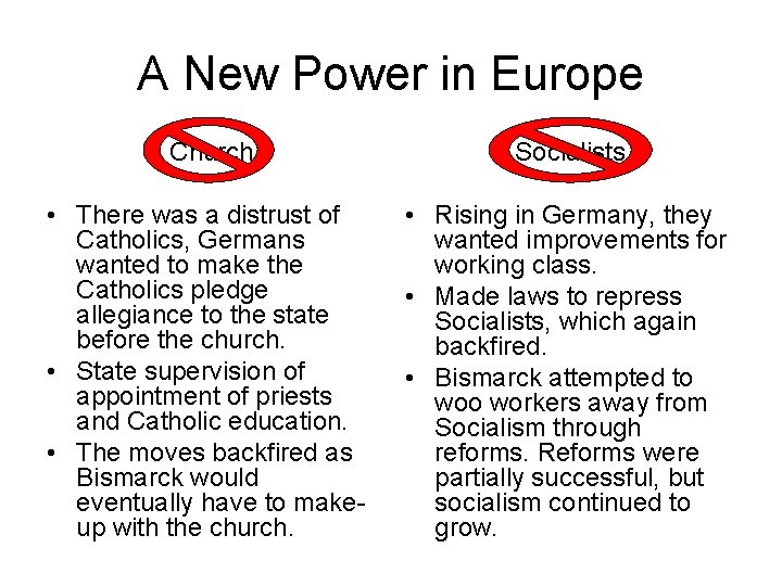 A New Power in Europe Church Socialists • There was a distrust of Catholics, A New Power in Europe Church Socialists • There was a distrust of Catholics,