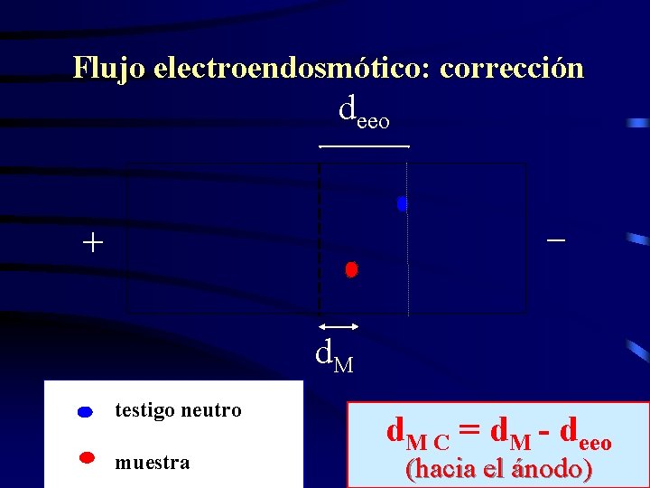 Flujo electroendosmótico: corrección deeo _ + d. M testigo neutro muestra d. M C