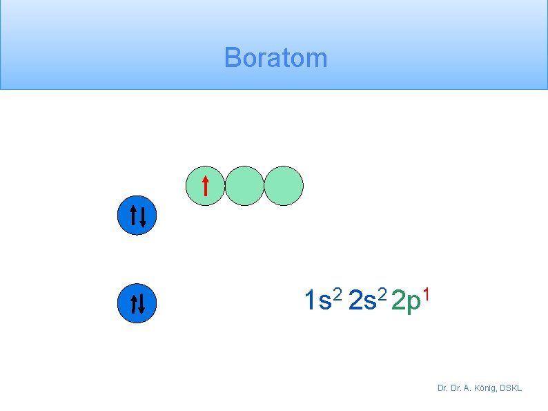 Boratom 1 s 2 2 p 1 Dr. A. König, DSKL 