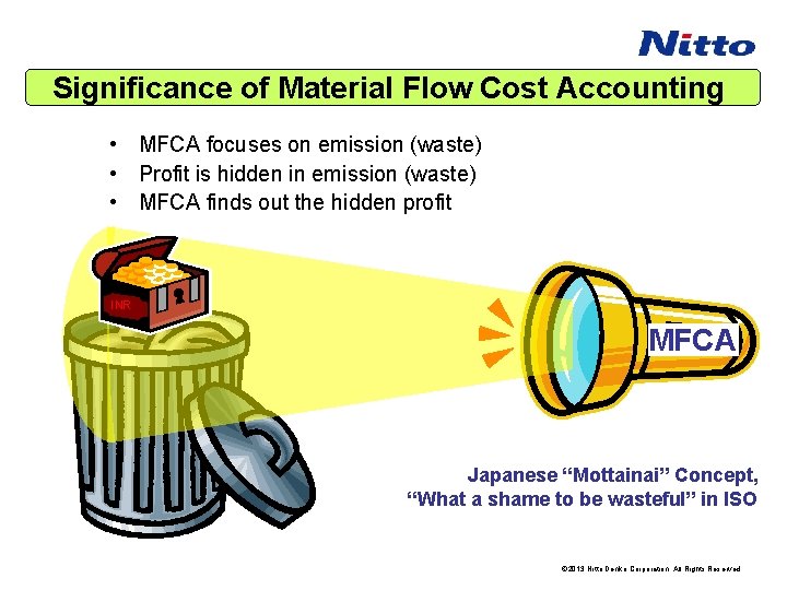 Significance of Material Flow Cost Accounting • MFCA focuses on emission (waste) • Profit