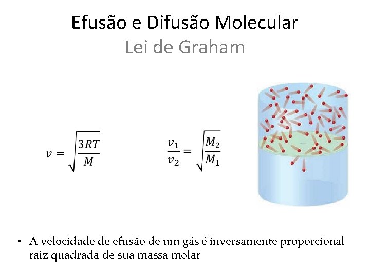 Efusão e Difusão Molecular Lei de Graham • A velocidade de efusão de um