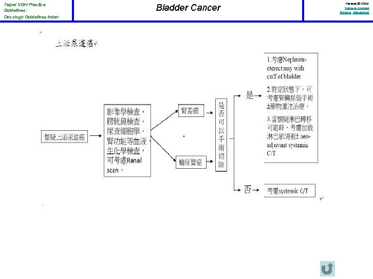 Taipei VGH Practice Guidelines: Oncology Guidelines Index Bladder Cancer Version 2012 Oct Table of