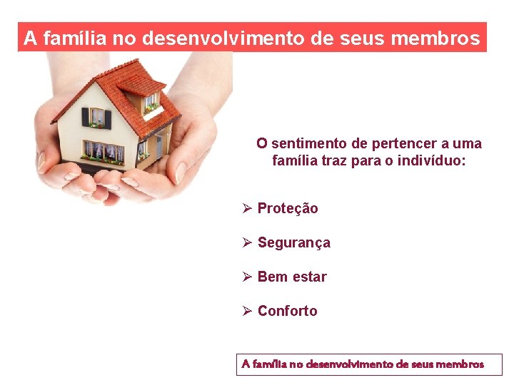 A família no desenvolvimento de seus membros O sentimento de pertencer a uma família