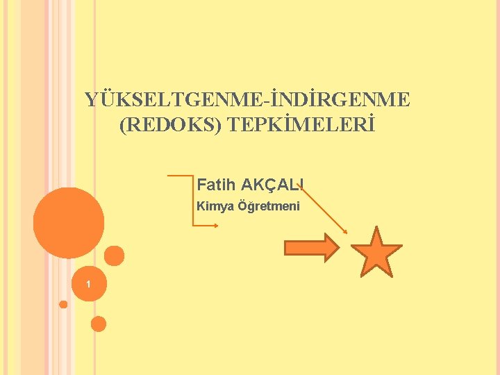 YÜKSELTGENME-İNDİRGENME (REDOKS) TEPKİMELERİ Fatih AKÇALI Kimya Öğretmeni 1 