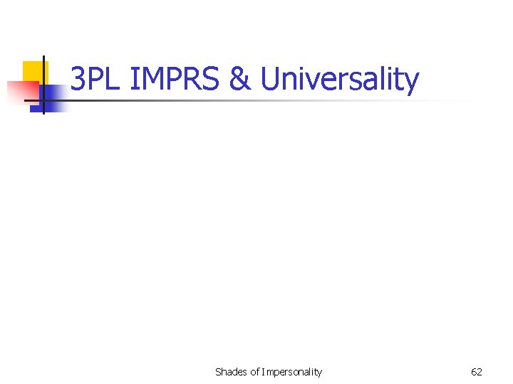 3 PL IMPRS & Universality Shades of Impersonality 62 