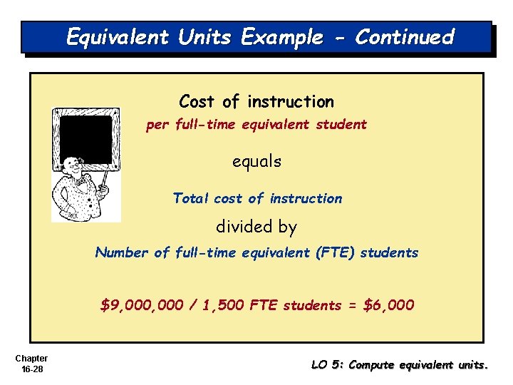 Equivalent Units Example - Continued Cost of instruction per full-time equivalent student equals Total Equivalent Units Example - Continued Cost of instruction per full-time equivalent student equals Total