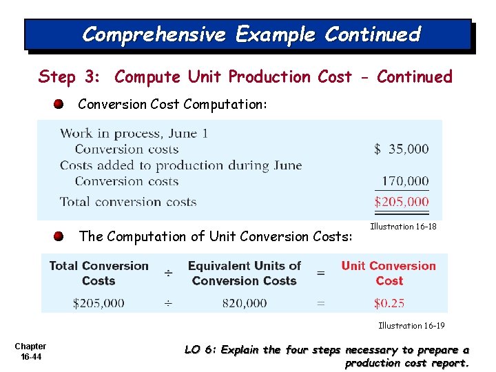 Comprehensive Example Continued Step 3: Compute Unit Production Cost - Continued Conversion Cost Computation: Comprehensive Example Continued Step 3: Compute Unit Production Cost - Continued Conversion Cost Computation: