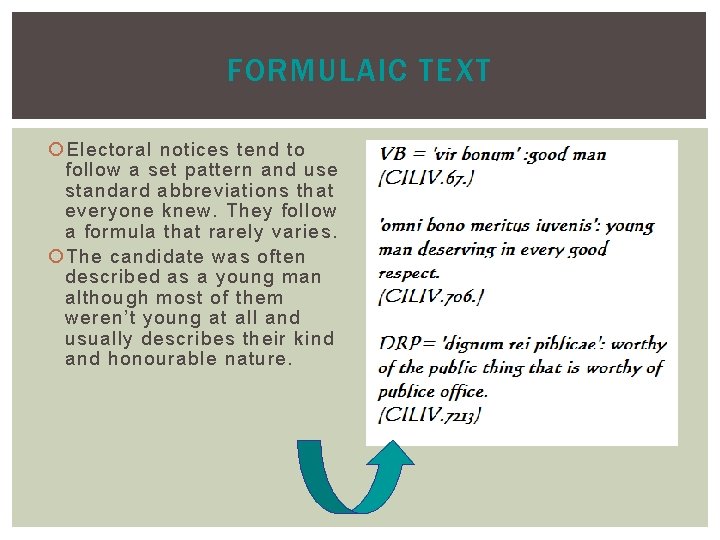 FORMULAIC TEXT Electoral notices tend to follow a set pattern and use standard abbreviations