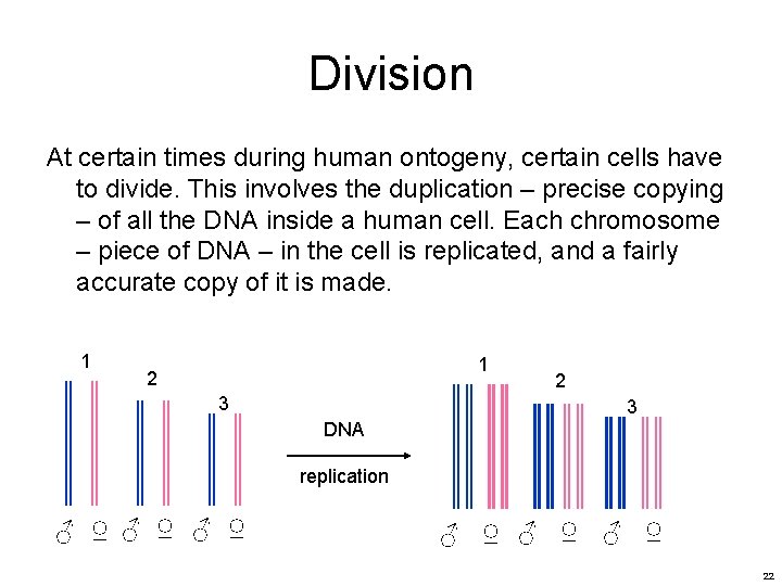 Division At certain times during human ontogeny, certain cells have to divide. This involves Division At certain times during human ontogeny, certain cells have to divide. This involves