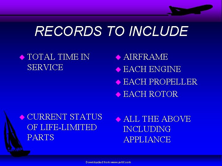 RECORDS TO INCLUDE u TOTAL TIME IN SERVICE u CURRENT STATUS OF LIFE-LIMITED PARTS