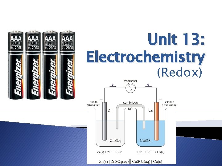 Unit 13: Electrochemistry (Redox) 