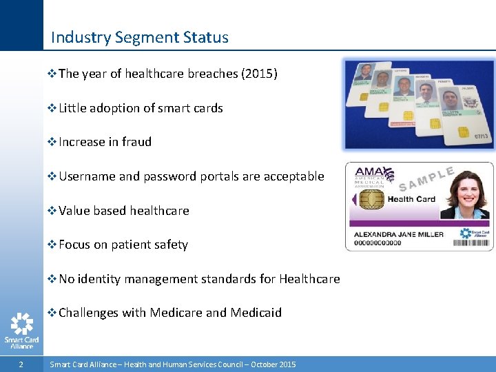 Industry Segment Status v The year of healthcare breaches (2015) v Little adoption of