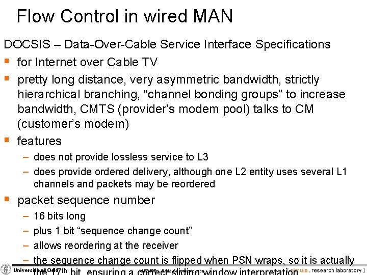 Flow Control in wired MAN DOCSIS – Data-Over-Cable Service Interface Specifications § for Internet