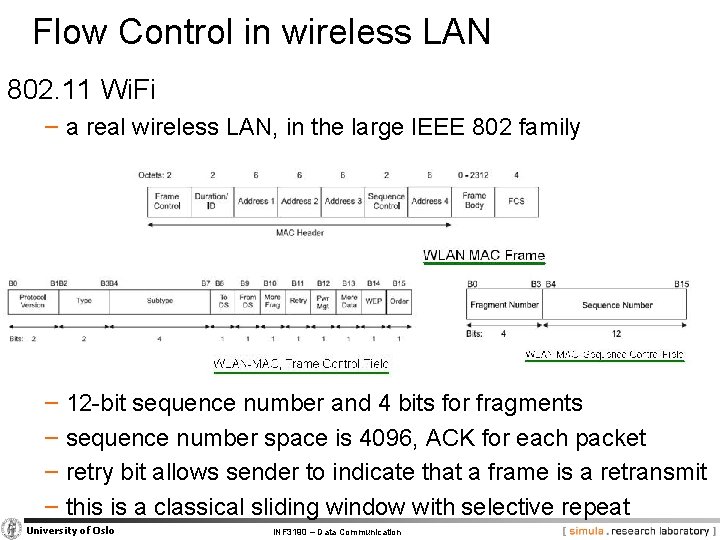 Flow Control in wireless LAN 802. 11 Wi. Fi − a real wireless LAN,