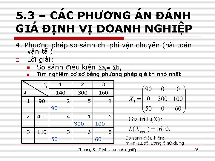 5. 3 – CÁC PHƯƠNG ÁN ĐÁNH GIÁ ĐỊNH VỊ DOANH NGHIỆP 4. Phương