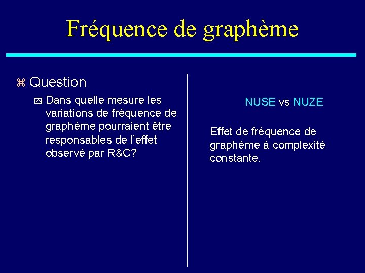 Fréquence de graphème z Question y Dans quelle mesure les variations de fréquence de