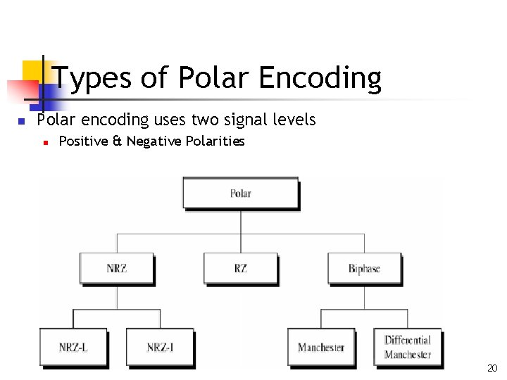 Types of Polar Encoding n Polar encoding uses two signal levels n Positive &