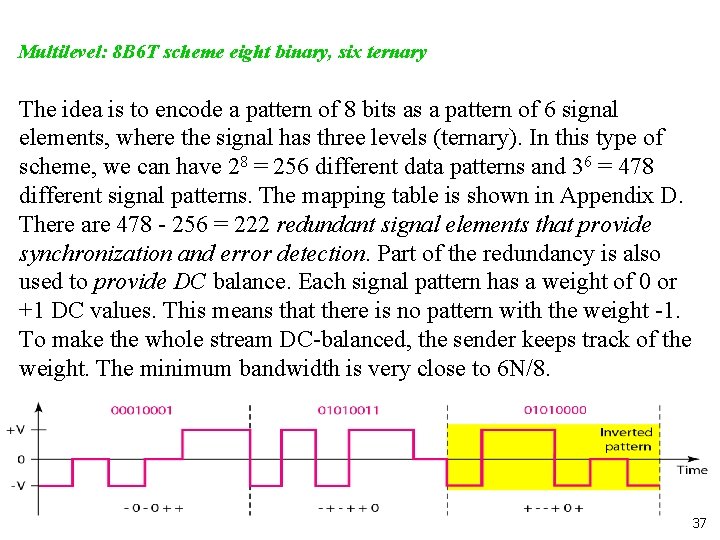 Multilevel: 8 B 6 T scheme eight binary, six ternary The idea is to