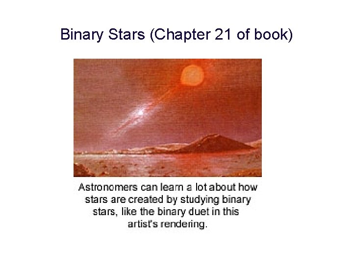 Binary Stars (Chapter 21 of book) 