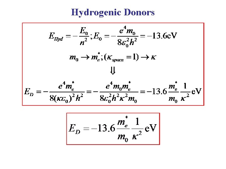 Hydrogenic Donors 