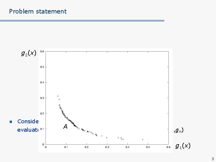 Problem statement g 2(x) n Consider a finite set A of alternatives (actions, solutions)