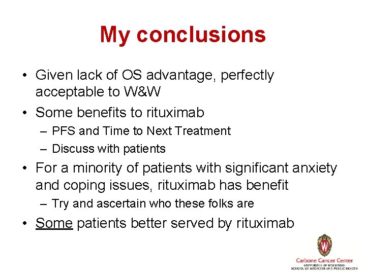 My conclusions • Given lack of OS advantage, perfectly acceptable to W&W • Some