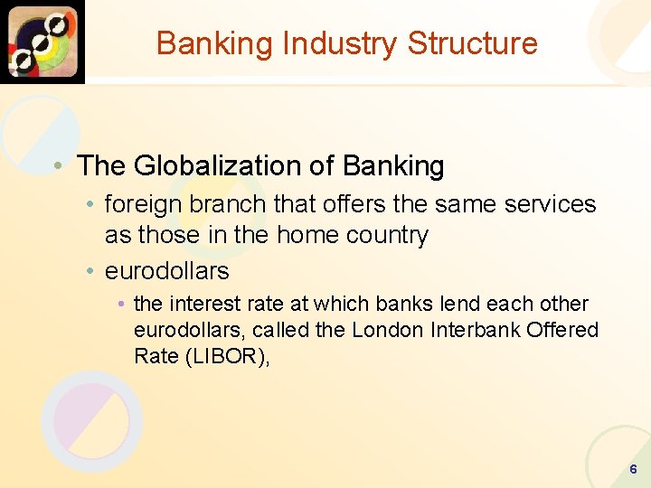 Banking Industry Structure • The Globalization of Banking • foreign branch that offers the