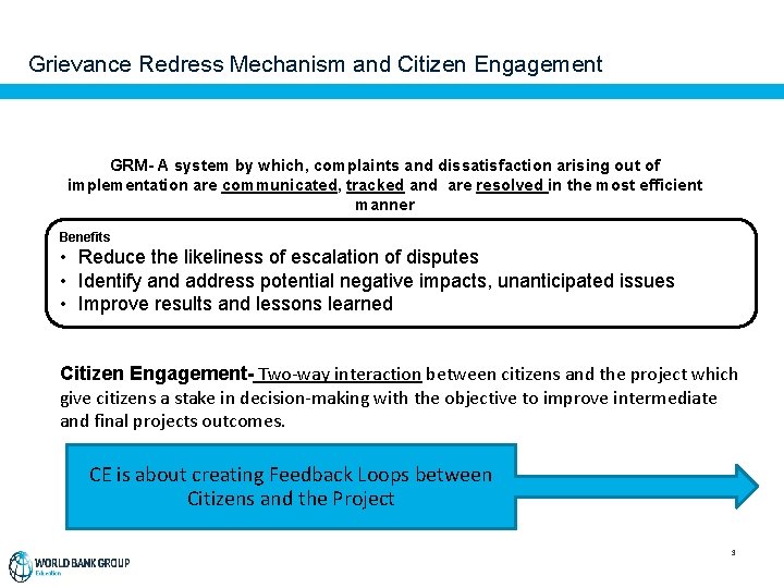Grievance Redress Mechanism and Citizen Engagement GRM- A system by which, complaints and dissatisfaction