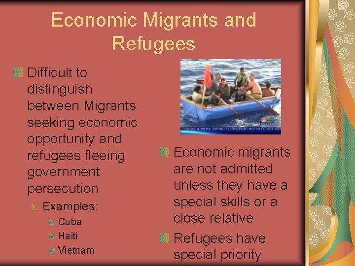 Economic Migrants and Refugees Difficult to distinguish between Migrants seeking economic opportunity and refugees Economic Migrants and Refugees Difficult to distinguish between Migrants seeking economic opportunity and refugees