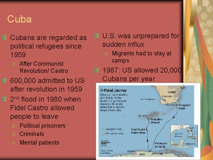 Cubans are regarded as political refugees since 1959 After Communist Revolution/ Castro 600, 000 Cubans are regarded as political refugees since 1959 After Communist Revolution/ Castro 600, 000