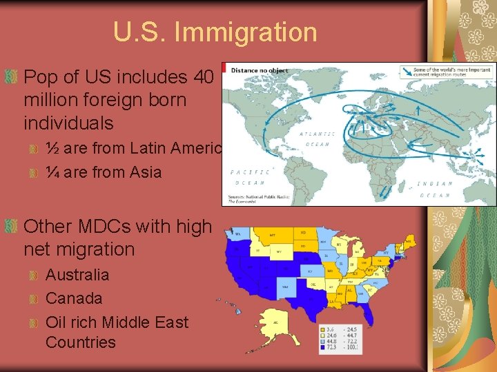U. S. Immigration Pop of US includes 40 million foreign born individuals ½ are U. S. Immigration Pop of US includes 40 million foreign born individuals ½ are