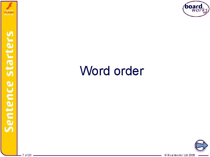 The Passive Voice – Word order 7 of 20 © Boardworks Ltd 2006 