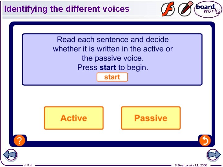 Identifying the different voices 9 of 20 © Boardworks Ltd 2006 